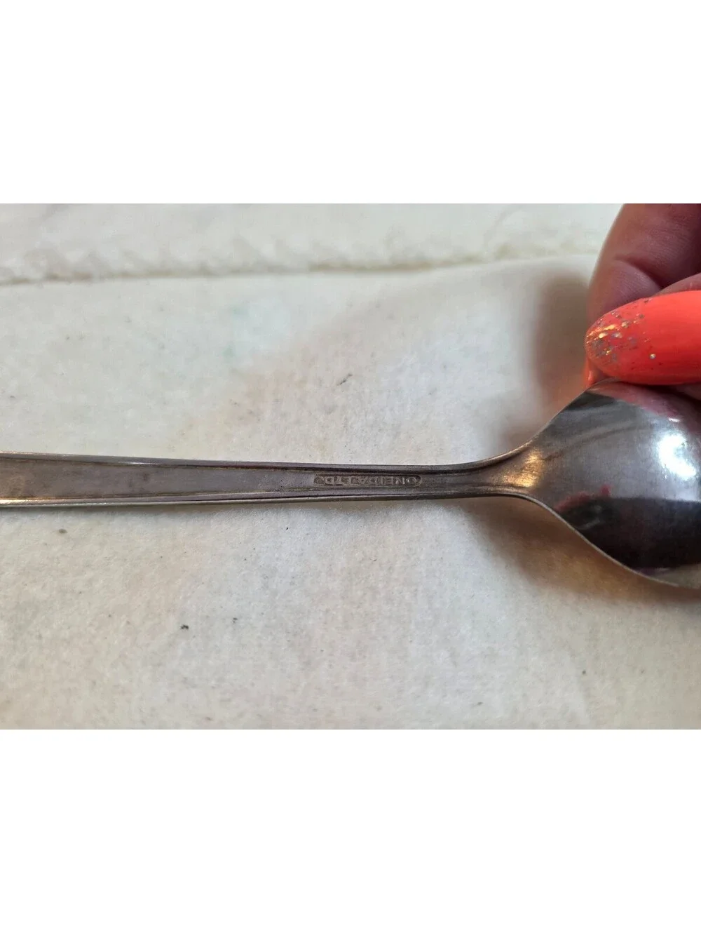 Vintage Oneida Ltd Teaspoon S Monogram Wreath Crest Silver Tone 6.25
